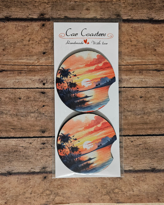 Beach Sunset Car Coaster