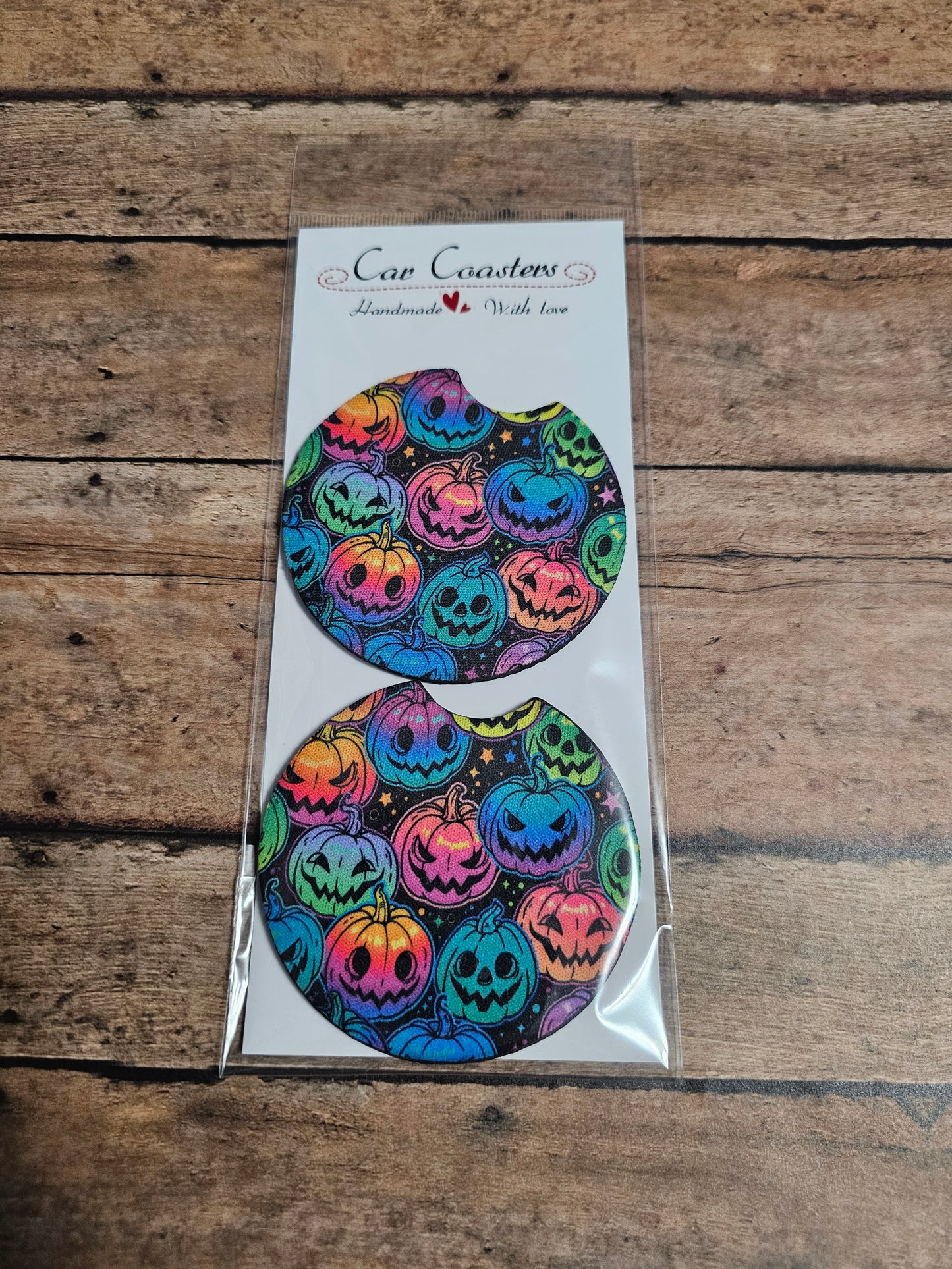 Colorful Jack-o-lantern Car Coaster