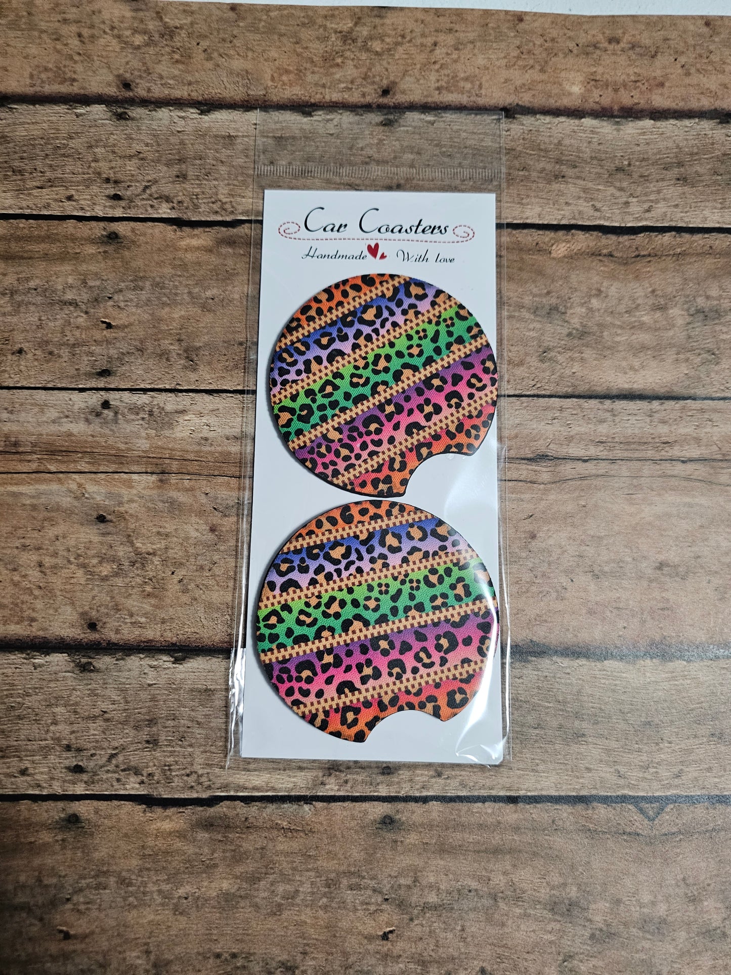 Colorful Leopard Car Coaster