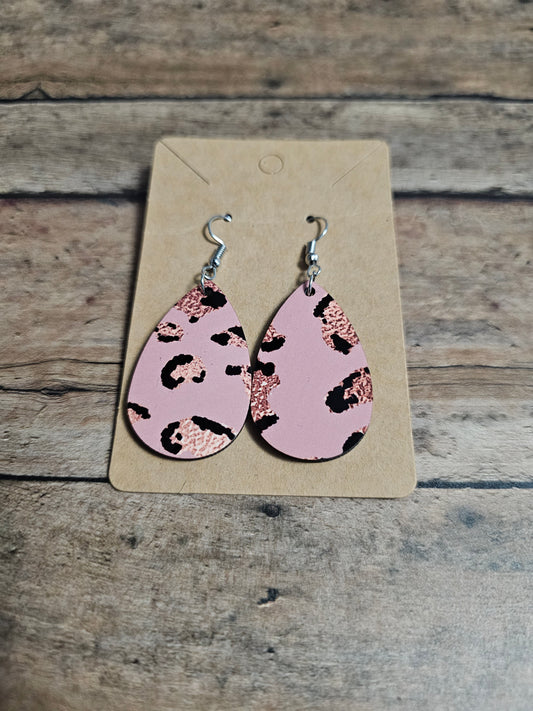 Pink Chettah Earrings